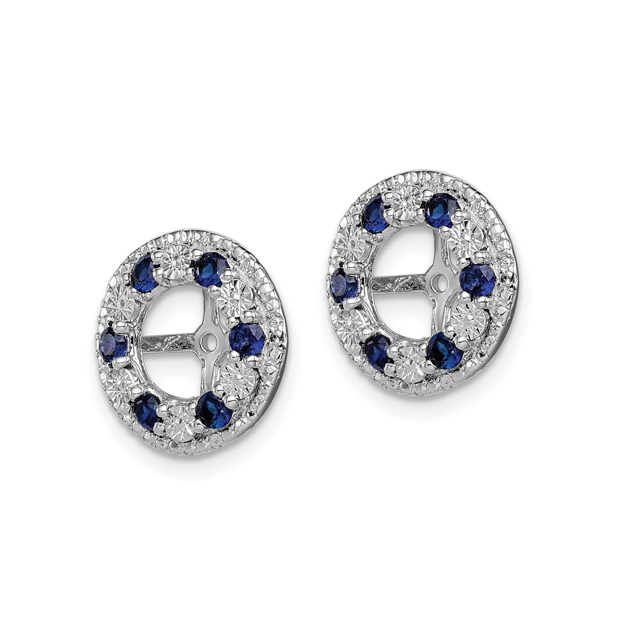 Sterling Silver Earrings with Created Sapphire, Cross Center Design, Christian Symbol Jewelry