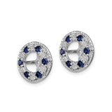Sterling Silver Earrings with Created Sapphire, Cross Center Design, Christian Symbol Jewelry