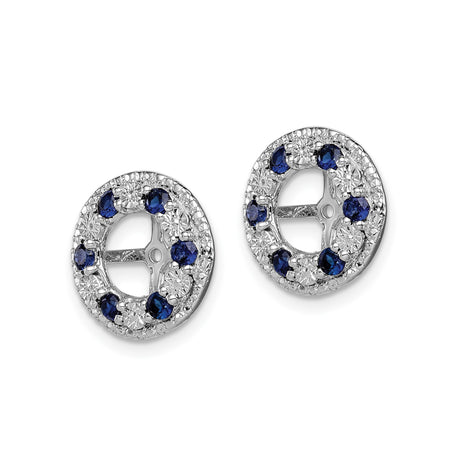 Sterling Silver Earrings with Created Sapphire, Cross Center Design, Christian Symbol Jewelry