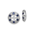 Sterling Silver Earrings with Created Sapphire, Cross Center Design, Christian Symbol Jewelry