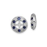 Sterling Silver Earrings with Created Sapphire, Cross Center Design, Christian Symbol Jewelry