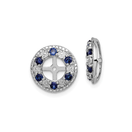 Sterling Silver Earrings with Created Sapphire, Cross Center Design, Christian Symbol Jewelry