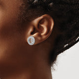 Sterling Silver Clip-On Cross Earrings with Cubic Zirconia, Spiritual Christian Design for Women
