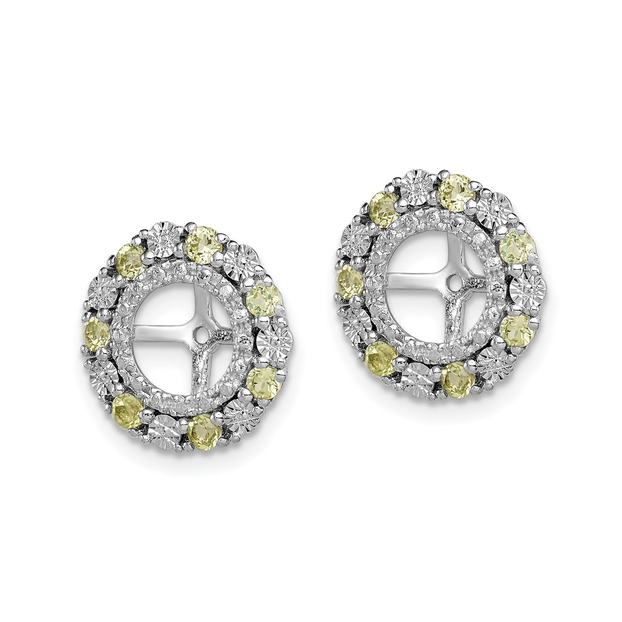 Sterling Silver Celtic Cross Clip-On Earrings with Peridot and Clear Gemstones