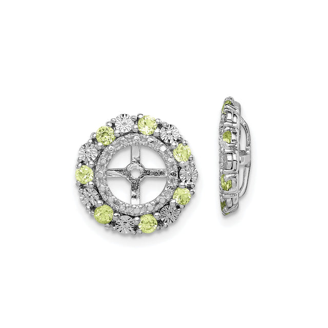 Sterling Silver Celtic Cross Clip-On Earrings with Peridot and Clear Gemstones