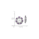 Sterling Silver Cross Earrings with Amethyst, Halo Studs, Christian Faith Design for Women