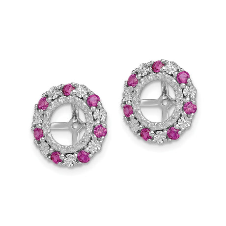 Sterling Silver Cross Pendant with Created Ruby and Cubic Zirconia, Wheel Design, Christian Charm