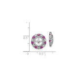 Sterling Silver Cross Pendant with Created Ruby and Cubic Zirconia, Wheel Design, Christian Charm