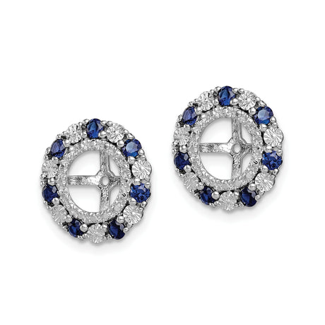Sterling Silver Clip-On Earrings with Created Sapphire, Halo Cross and Wheel Design