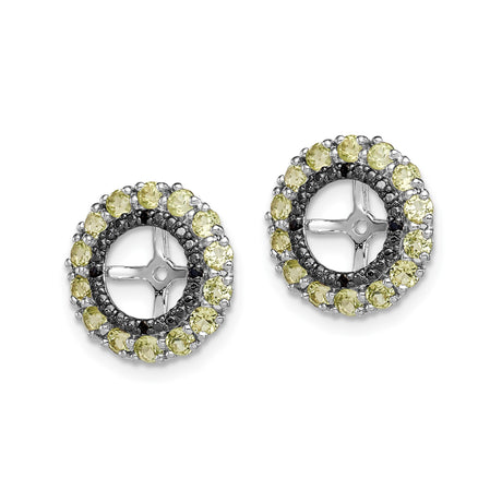 Sterling Silver Stud Earrings with Peridot and Sapphire, Cross Center Wheel Design