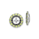 Sterling Silver Stud Earrings with Peridot and Sapphire, Cross Center Wheel Design