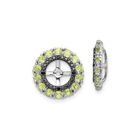 Sterling Silver Stud Earrings with Peridot and Sapphire, Cross Center Wheel Design
