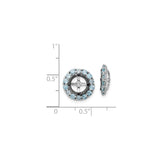 Sterling Silver Cross Earrings with Swiss Blue Topaz and Black Sapphire, Halo Studs for Women