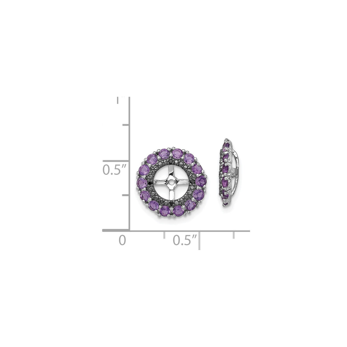 Sterling Silver Hoop Earrings with Amethyst, Cross Wheel Design, Christian Symbolism