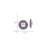 Sterling Silver Hoop Earrings with Amethyst, Cross Wheel Design, Christian Symbolism