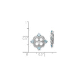 Sterling Silver Drop Earrings with Swiss Blue Topaz and Diamond, Floral Quatrefoil Design