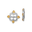 Sterling Silver Earrings with Citrine and Diamond, Floral Quatrefoil Studs for Women