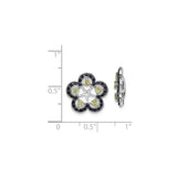 Sterling Silver Floral Stud Earrings with Peridot and Sapphire Petal Design