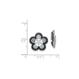Sterling Silver Floral Stud Earrings with Swiss Blue Topaz and Sapphire Gemstones