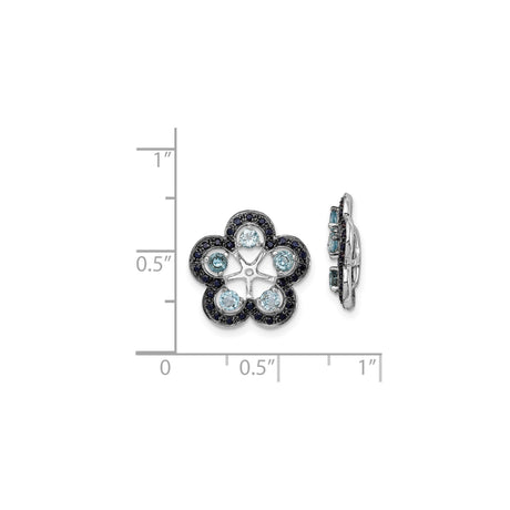 Sterling Silver Floral Stud Earrings with Swiss Blue Topaz and Sapphire Gemstones