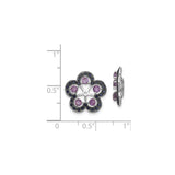 Sterling Silver Floral Stud Earrings with Amethyst and Sapphire Gemstones