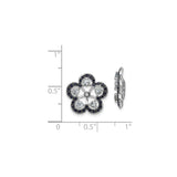 Sterling Silver Floral Stud Earrings with Aquamarine and Sapphire Stones, Five Petal Design