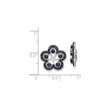 Sterling Silver Floral Stud Earrings with Created Sapphire Clover Design for Women