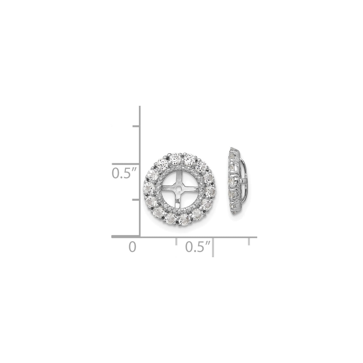 Sterling Silver Earring Jackets with White Topaz and Diamond Halo Cross Design