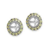 Sterling Silver Clip-On Earrings with Peridot and Diamond, Crosswheel Design, Openwork Style
