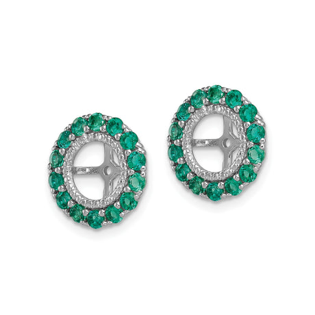 Sterling Silver Earring Jackets with Created Emerald, Cross Cutout Halo Design