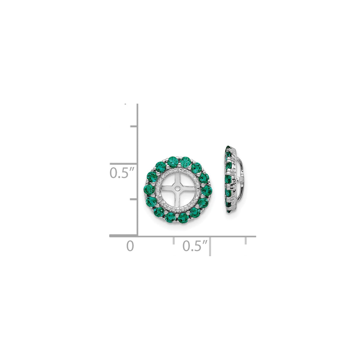Sterling Silver Earring Jackets with Created Emerald, Cross Cutout Halo Design
