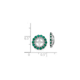 Sterling Silver Earring Jackets with Created Emerald, Cross Cutout Halo Design