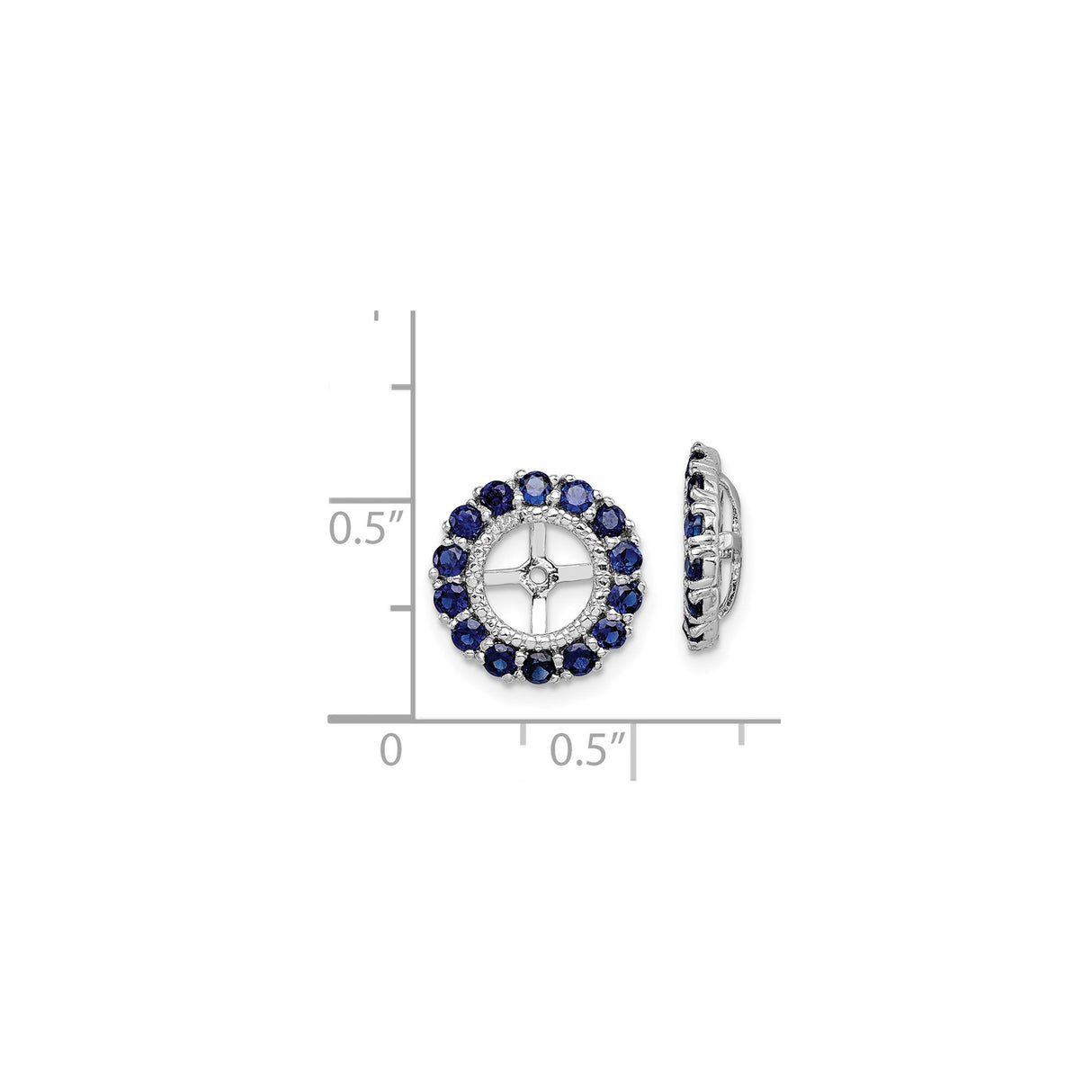 Sterling Silver Earring Jackets with Created Sapphire and Diamond, Christian Cross Design