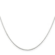 925 White Gold 1 mm Polished Chain Necklace, Solid