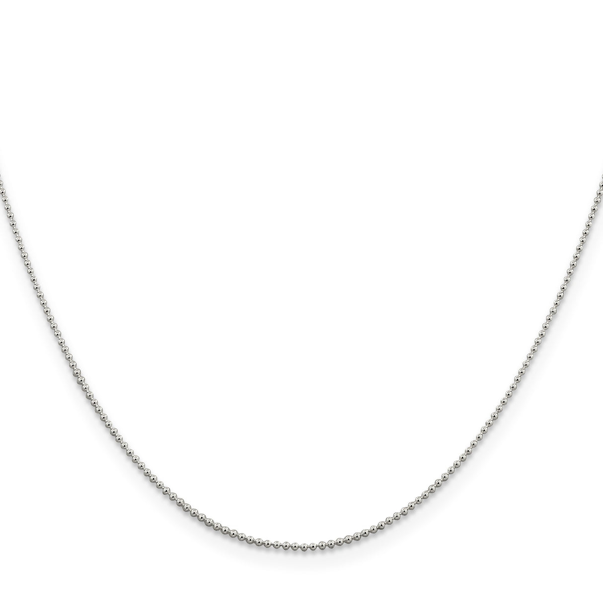 925 White Gold 1 mm Polished Chain Necklace, Solid