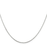 925 White Gold 1 mm Polished Chain Necklace, Solid