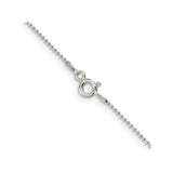 925 White Gold 1 mm Polished Chain Necklace, Solid alternate angle