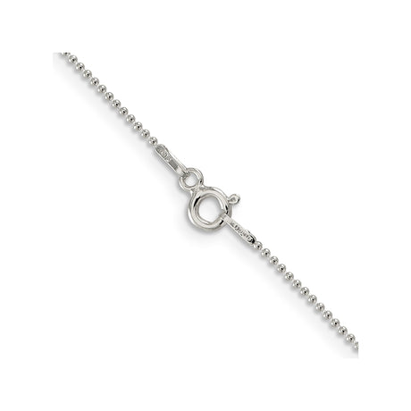 925 White Gold 1 mm Polished Chain Necklace, Solid alternate angle