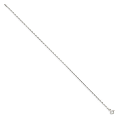 925 White Gold 1 mm Polished Chain Anklet, Solid