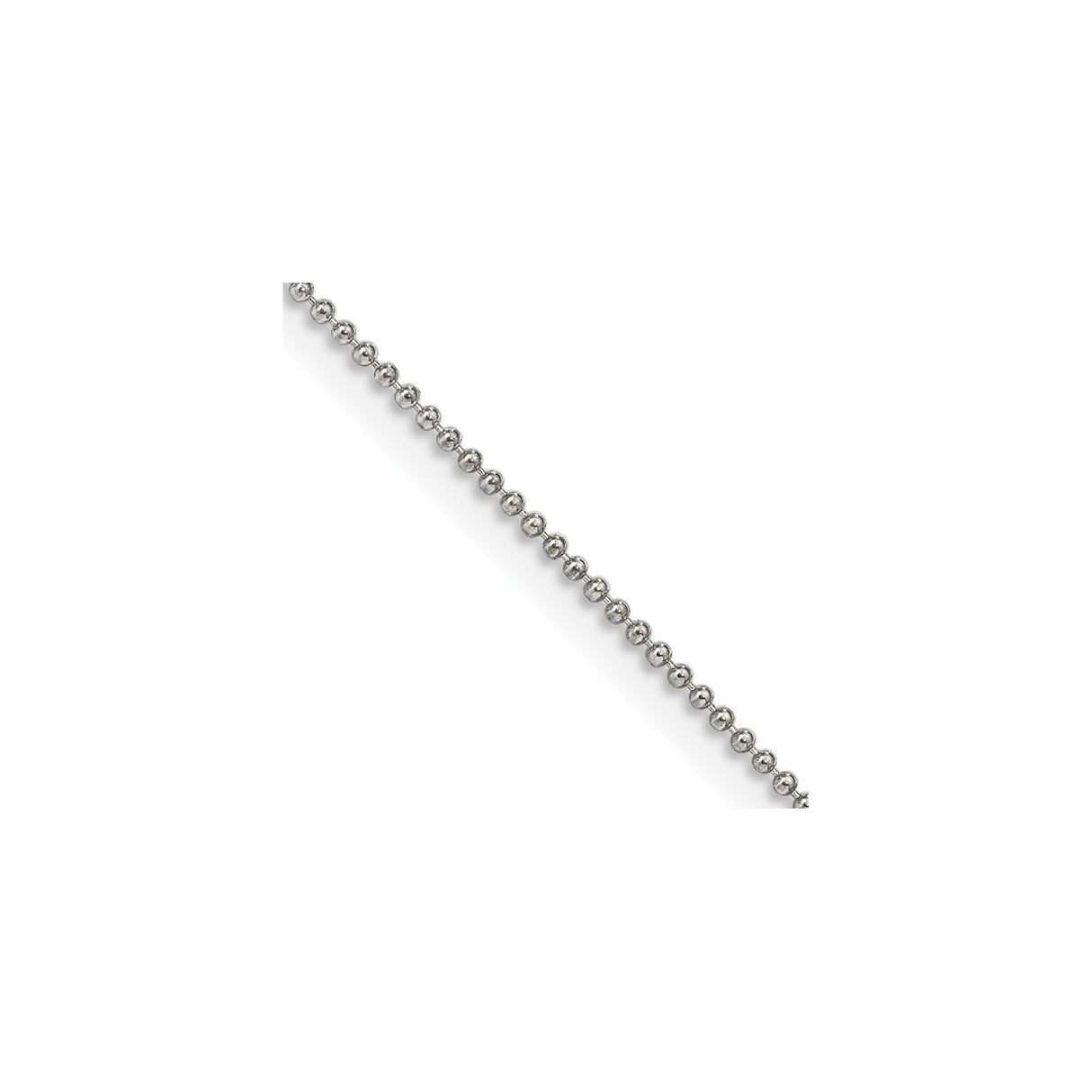 925 White Gold 1 mm Polished Chain Necklace, Solid detail view