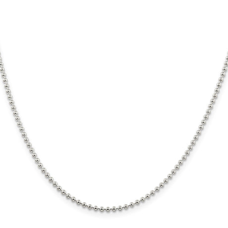 925 White Gold 2 mm Polished Chain Necklace, Solid