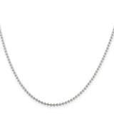 925 White Gold 2 mm Polished Chain Necklace, Solid