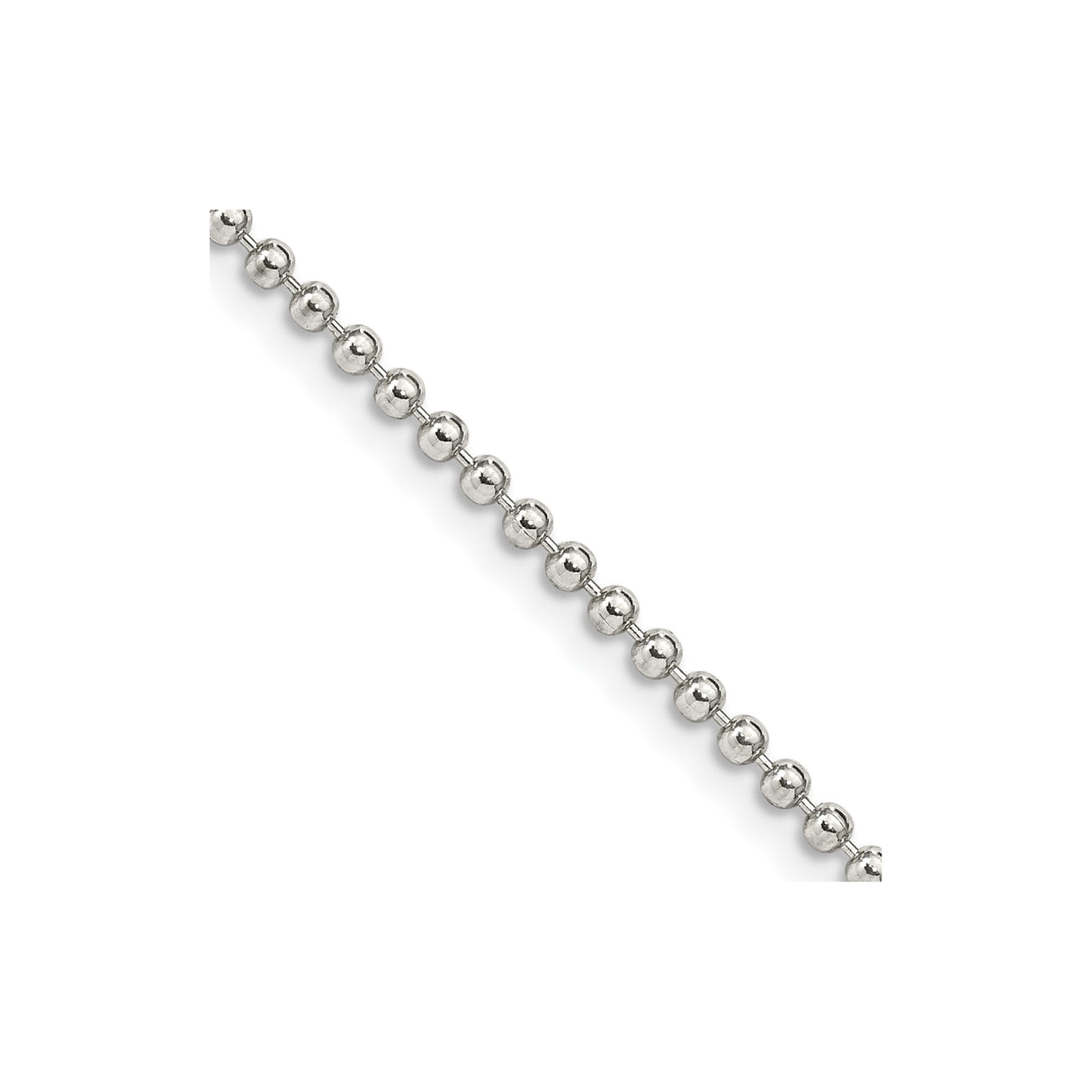 925 White Gold 2 mm Polished Chain Necklace, Solid alternate angle