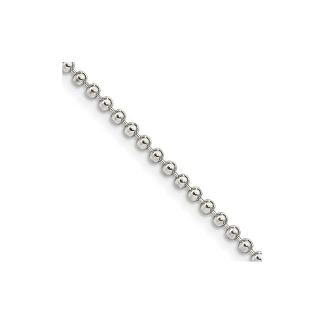 925 White Gold 2 mm Polished Chain Necklace, Solid alternate angle