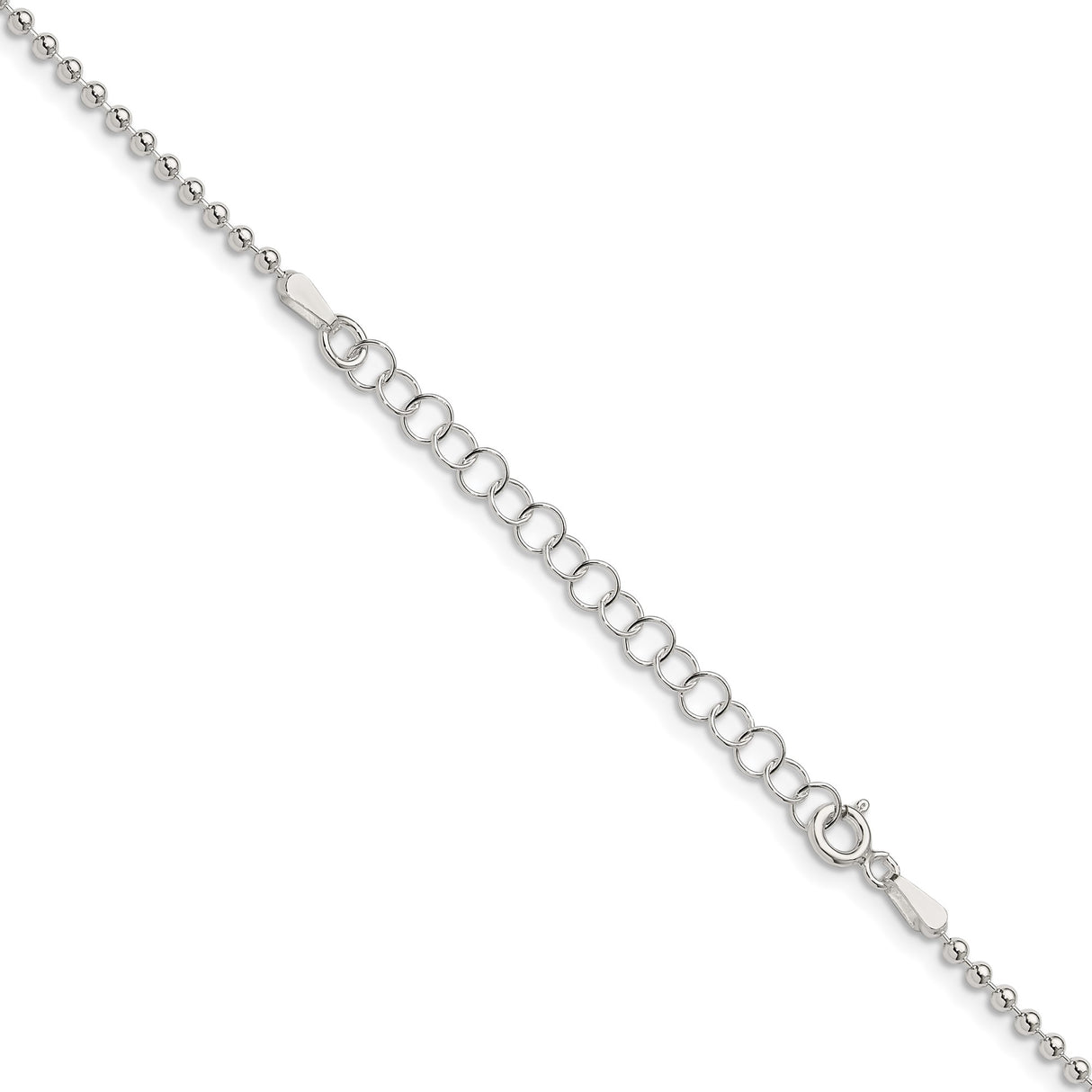 925 White Gold 2 mm Polished Chain Necklace, Solid detail view