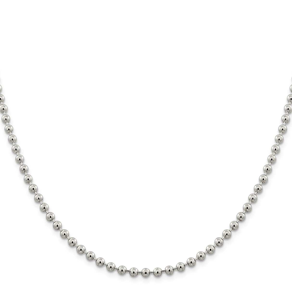 925 White Gold 4 mm Polished Chain Necklace, Solid