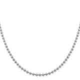 925 White Gold 4 mm Polished Chain Necklace, Solid