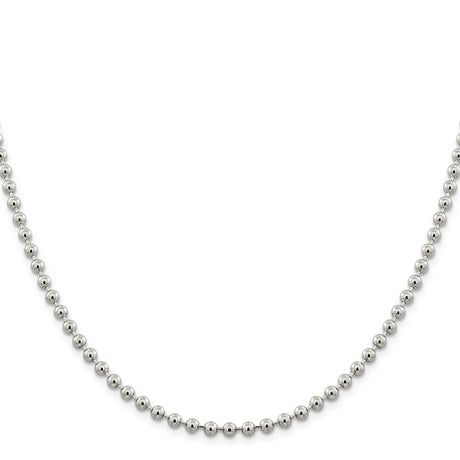 925 White Gold 4 mm Polished Chain Necklace, Solid