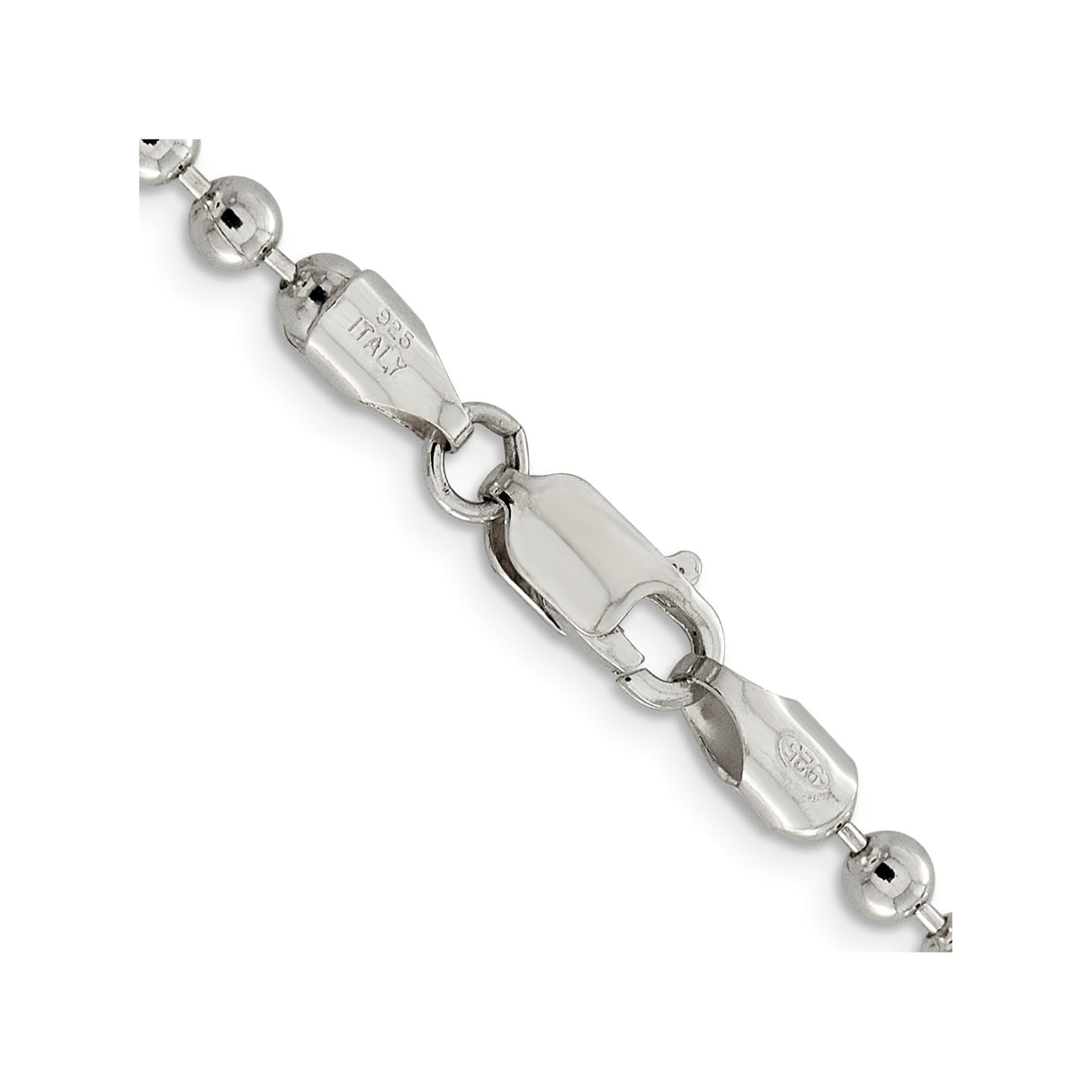 925 White Gold 4 mm Polished Chain Necklace, Solid alternate angle