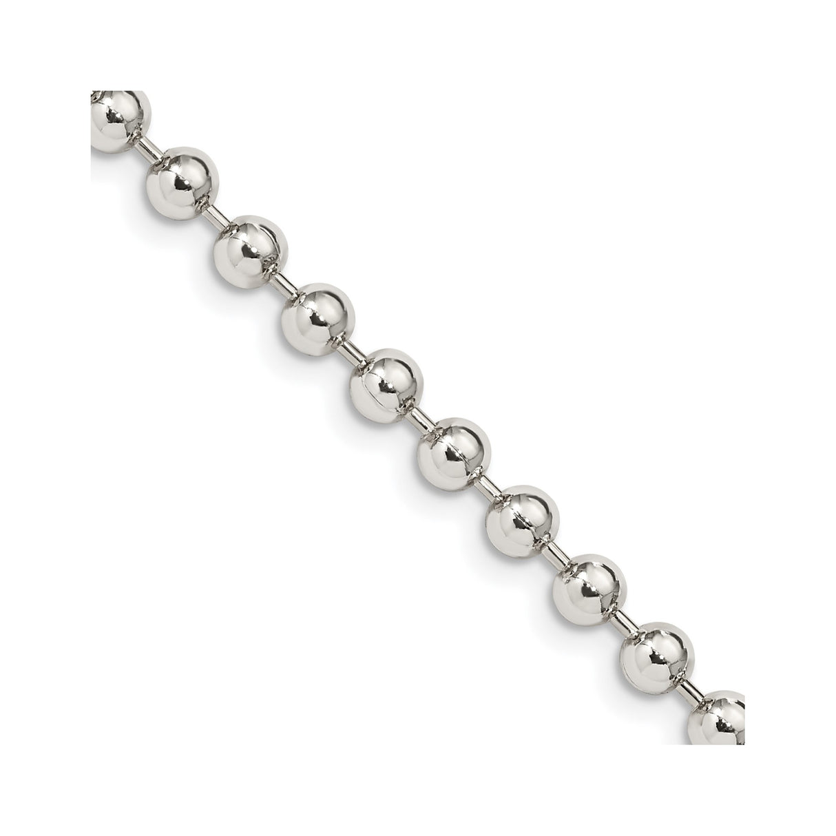 925 White Gold 4 mm Polished Chain Necklace, Solid detail view